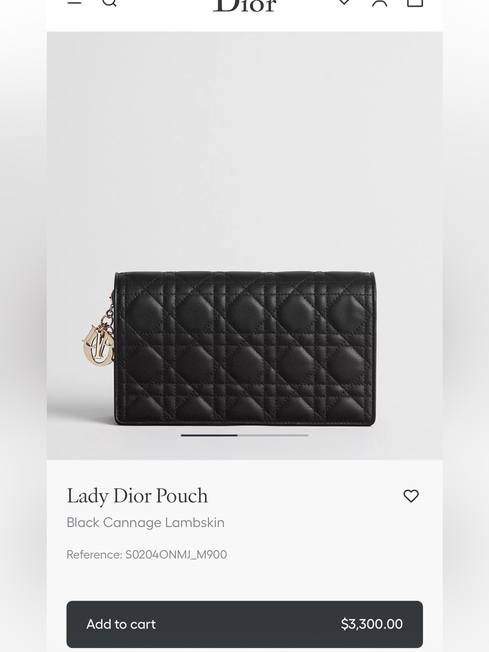 FINAL PRICE- NO OFFERS! Lady Dior Black Lambskin Cannage Pouch with Silver Chain